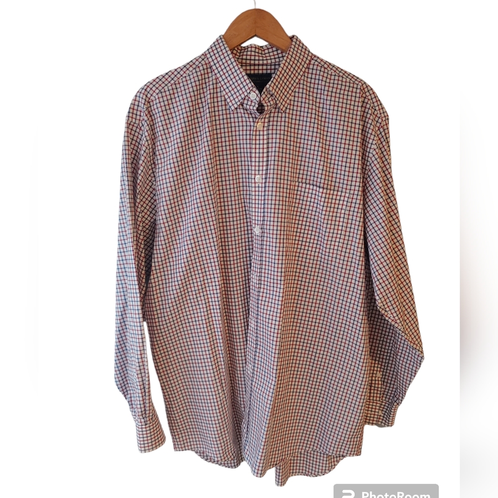 Joseph & Lyman Red, White, Blue Checked Long Sleeve Button Down Size XL